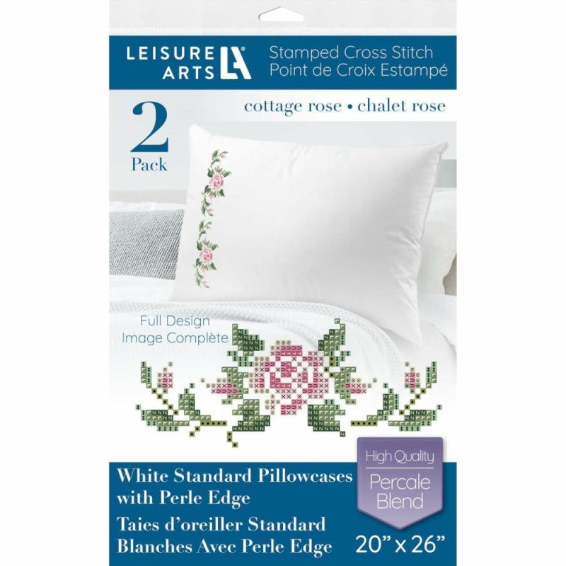 Cottage Rose Pillowcase Stamped Cross Stitch Kit  |   Cross Stitch & Embroidery Cross Stitch & Embroidery Cross Stitch & Embroidery