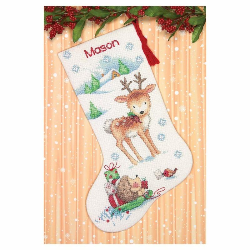 Counted Cross Stitch Kit, Reindeer & Hedgehog Stocking  |   Cross Stitch & Embroidery Cross Stitch & Embroidery Cross Stitch & Embroidery