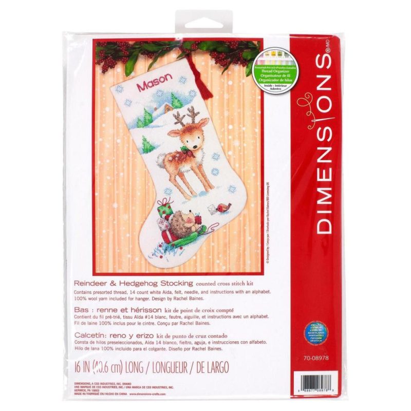 Counted Cross Stitch Kit, Reindeer & Hedgehog Stocking  |   Cross Stitch & Embroidery Cross Stitch & Embroidery Cross Stitch & Embroidery