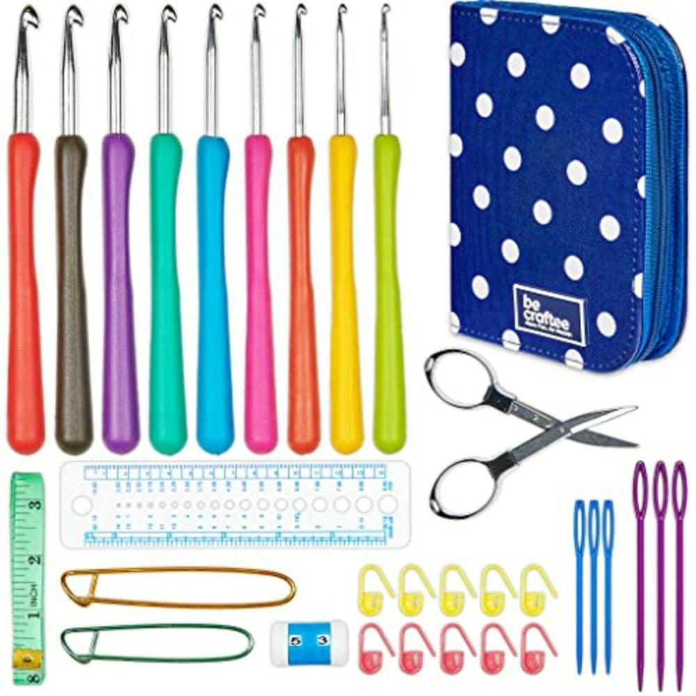 Crochet Hooks Kit – 31 Piece Set with 9 Ergonomic Hook Sizes, 6 Yarn Needles, Additional Knitting & Crochet Supplies and Carrying Case  |   Knitting Supplies Knitting & Crochet Knitting Supplies