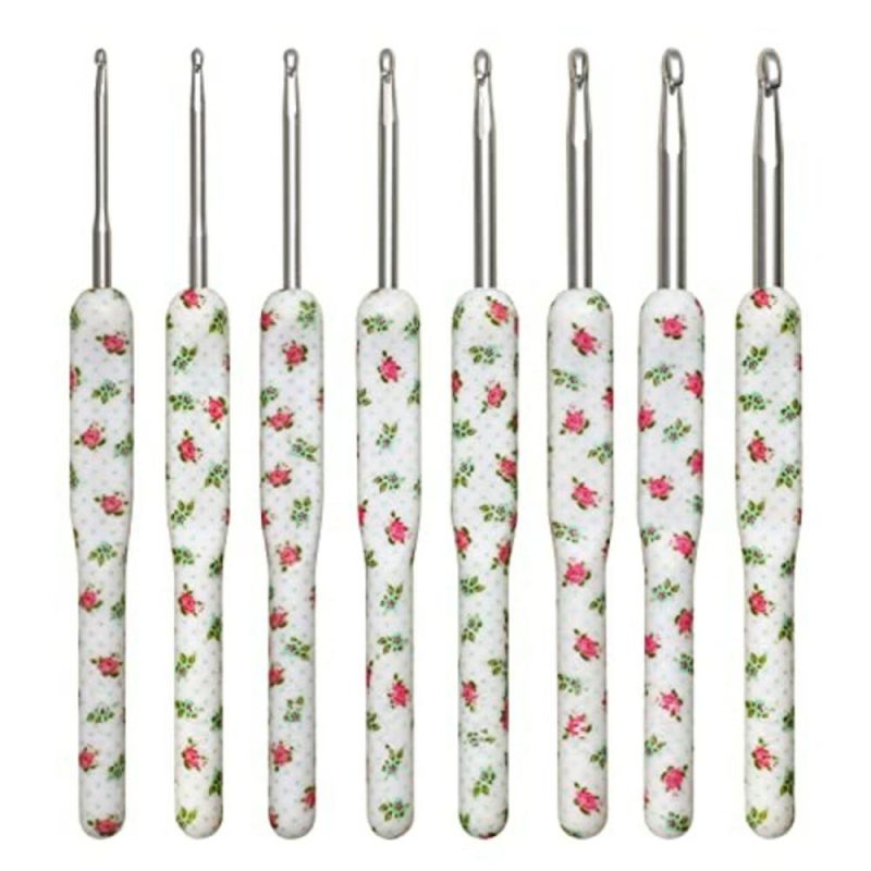 Crochet Hooks Kit – 8 Piece Set Extra-Long Crocheting Needles with Soft, Ergonomic Rubber Grips and 8 Hook Sizes – Knitting & Crochet Supplies for Beginners, Comfortable/Easy to Use  |   Knitting Supplies Knitting & Crochet Knitting Supplies