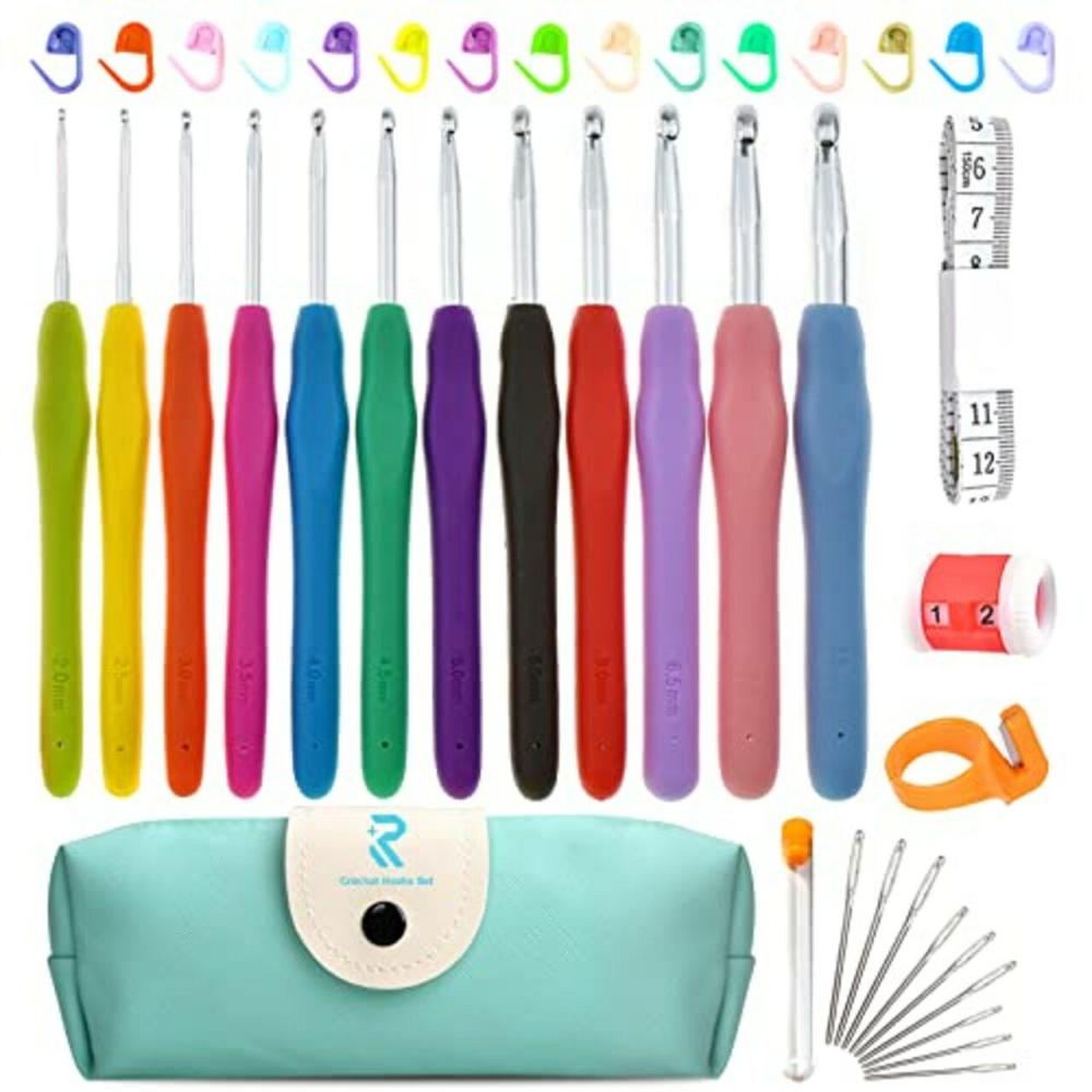 Crochet Hooks Set, 12 Sizes Crochet Hooks Set for Arthritic Hands, Ergonomic Soft Grip Handles, Crochet Kit for Beginners, Christmas Gifts for Women, Large Crochet Needle with Blue Case  |   Crochet Supplies Crochet Supplies Crochet Supplies