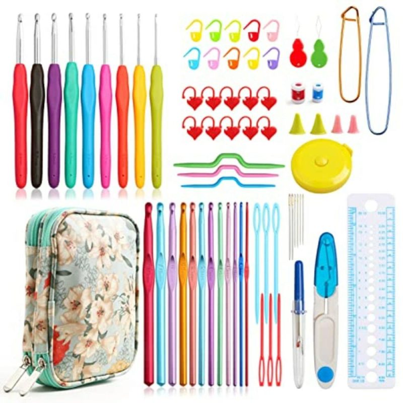 Crochet Hooks Set with Case,9 Ergonomic Crochet Hooks with Soft Grip,12 Aluminum,Full Crochet Kit for Beginners Adults with Crochet Tools and Accessories  |   Crochet Supplies Crochet Supplies Crochet Supplies