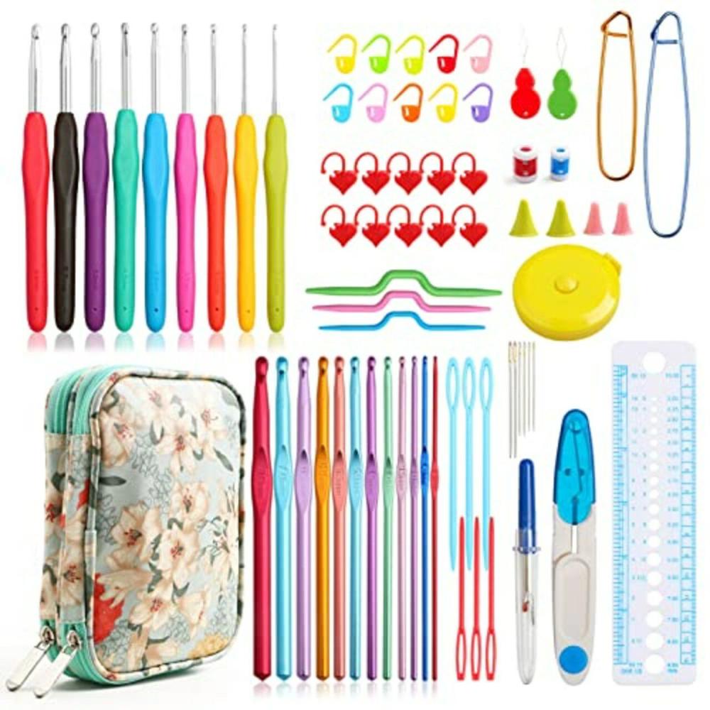 Crochet Hooks Set with Case,9 Ergonomic Crochet Hooks with Soft Grip,12 Aluminum,Full Crochet Kit for Beginners Adults with Crochet Tools and Accessories  |   Crochet Supplies Crochet Supplies Crochet Supplies