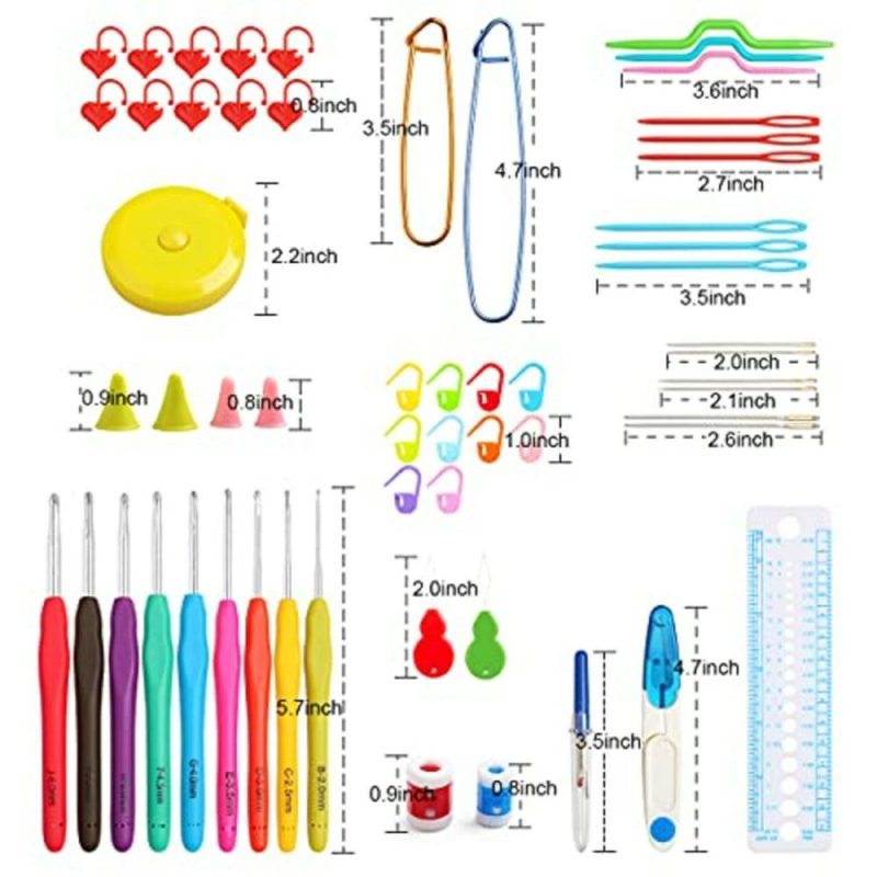 Crochet Hooks Set with Case,9 Ergonomic Crochet Hooks with Soft Grip,12 Aluminum,Full Crochet Kit for Beginners Adults with Crochet Tools and Accessories  |   Crochet Supplies Crochet Supplies Crochet Supplies