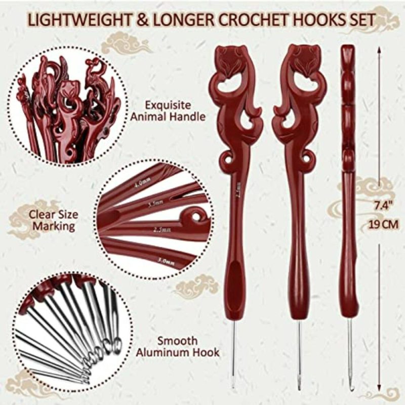 Crochet Kit Animals Crochet Hooks, 7.4” Aluminum Crochet Needles for Crocheting, Crochet Hook Set Ergonomic Knitting Hooks for Crochet Yarn Craft, Crochet Set Premium Knitting Crochet Supplies  |   Knitting Supplies Knitting & Crochet Knitting Supplies