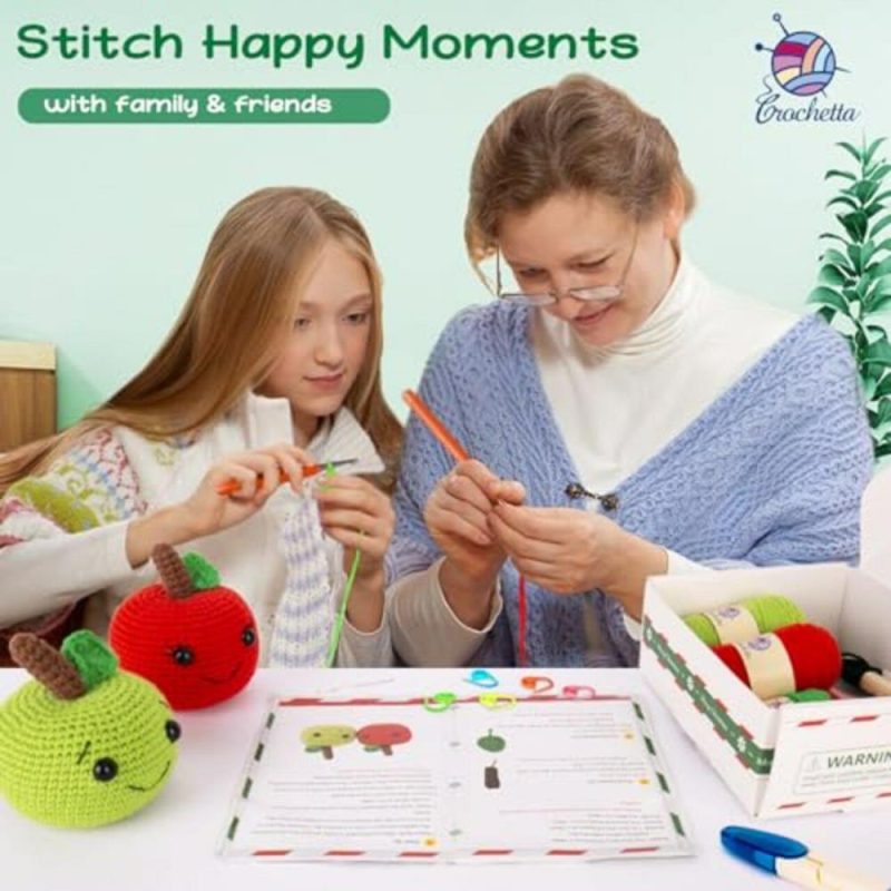 Crochet Kit for Beginners, Beginner Crochet Starter Kit with Step-by-Step Video Tutorials, Learn to Crochet Kits for Adults Kids, DIY Knitting Supplies, Apple Couple (40%+ Yarn)  |   Knitting Supplies Knitting & Crochet Knitting Supplies