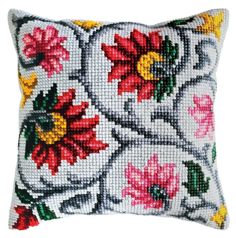 Cross Stitch Cushion 15.75″X15.75″-Floral Ornament  |   Cross Stitch & Embroidery Cross Stitch & Embroidery Cross Stitch & Embroidery