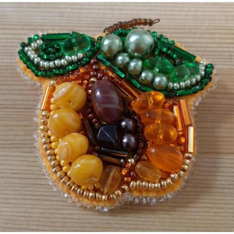 Crystal Art Beadwork Kit For Creating Broоch Apricot  |   Beadwork Beadwork Beadwork