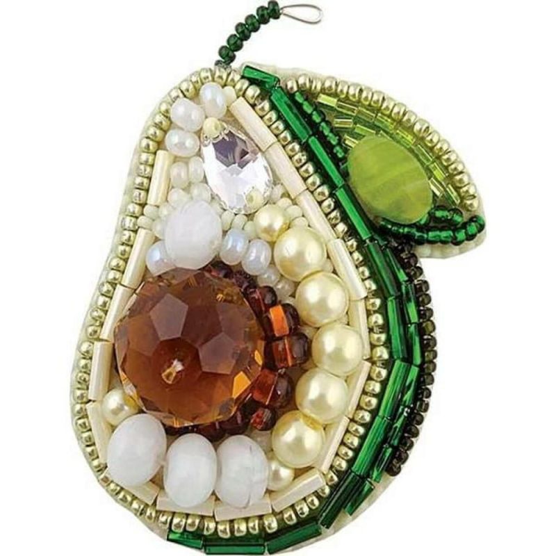 Crystal Art Beadwork Kit For Creating Brooch Avocado  |   Beadwork Beadwork Beadwork