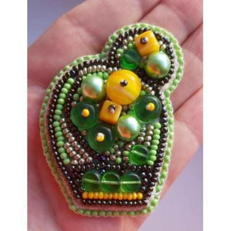 Crystal ArtBeadwork Kit For Creating Brooch Bright Cactus  |   Beadwork Beadwork Beadwork