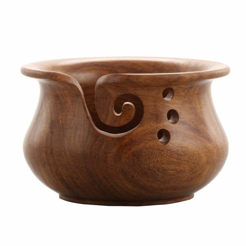 Curvy Sheesham Yarn Bowl  |   Yarn Bowls & Dispensers Storage & Organization Yarn Bowls & Dispensers