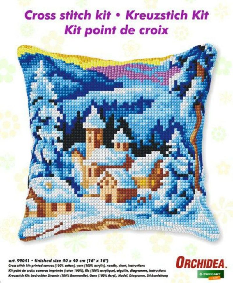 Cushion cross stitch kit  “Winter village” 99041  |   Cross Stitch & Embroidery Cross Stitch & Embroidery Cross Stitch & Embroidery