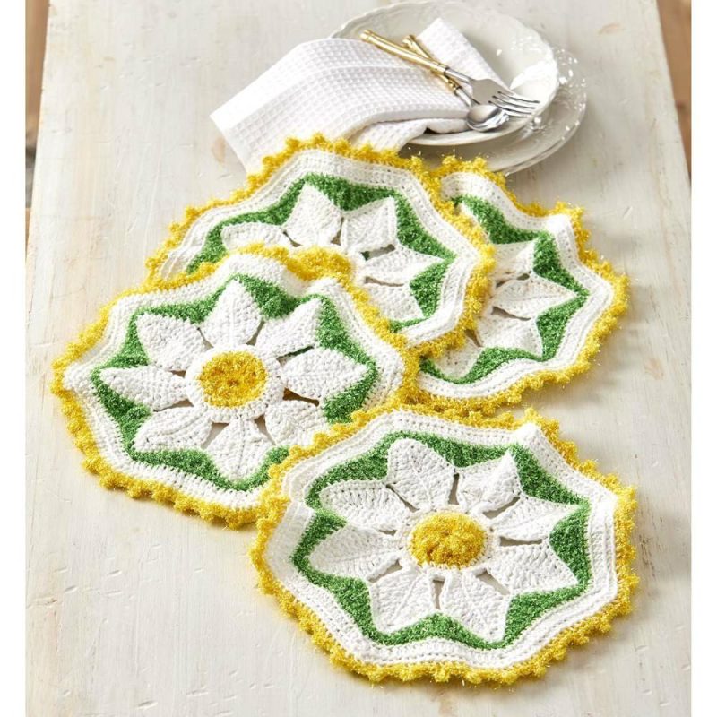 Delightful Daisy Scrubbies Crewel Kit Multicolor |   Crochet Supplies Crochet Supplies Crochet Supplies