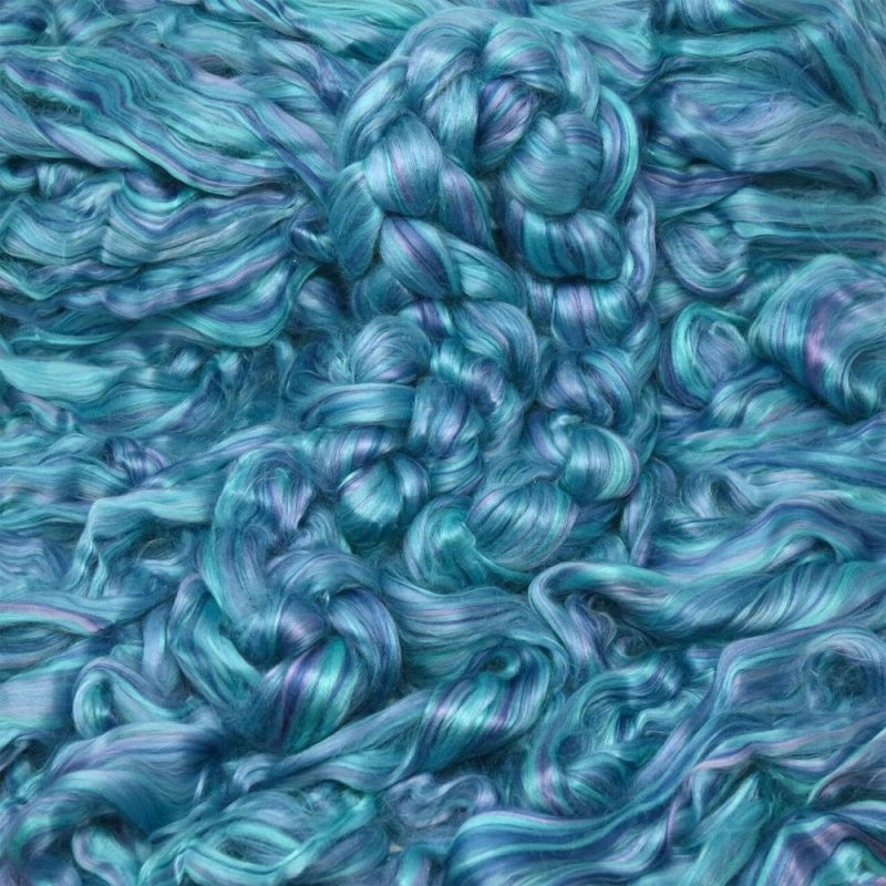 Designer Blend Bamboo Combed Top Roving for Spinning, Felting, and Weaving. Colorful, Exotic – Limited Edition. Glacier Bay  |   Felting Felting Felting