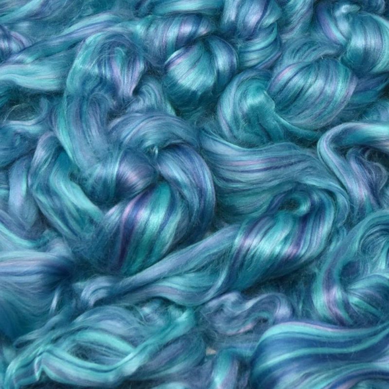 Designer Blend Bamboo Combed Top Roving for Spinning, Felting, and Weaving. Colorful, Exotic – Limited Edition. Glacier Bay  |   Felting Felting Felting