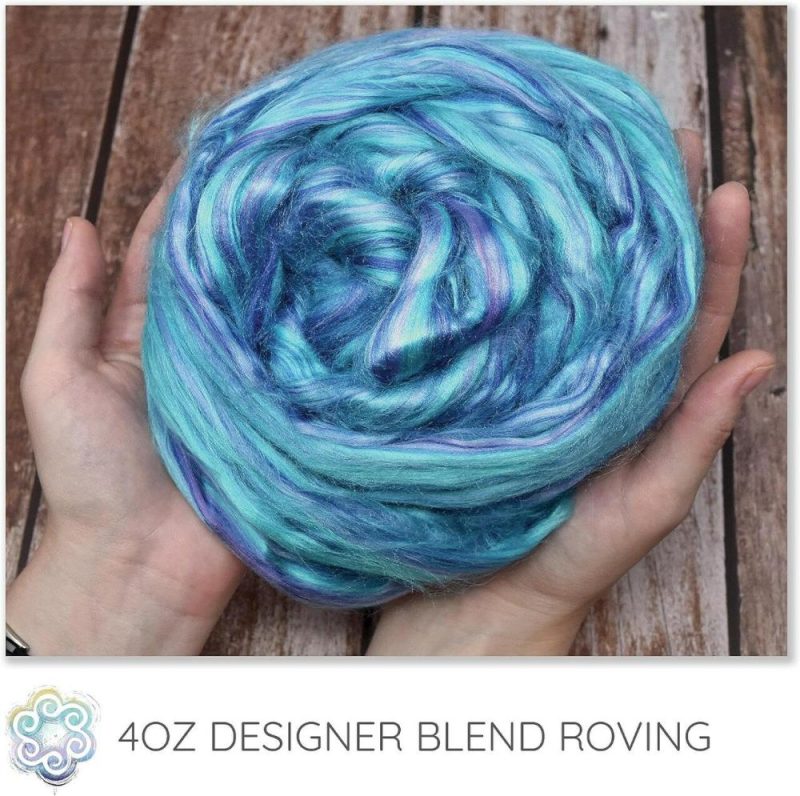 Designer Blend Bamboo Combed Top Roving for Spinning, Felting, and Weaving. Colorful, Exotic – Limited Edition. Glacier Bay  |   Felting Felting Felting