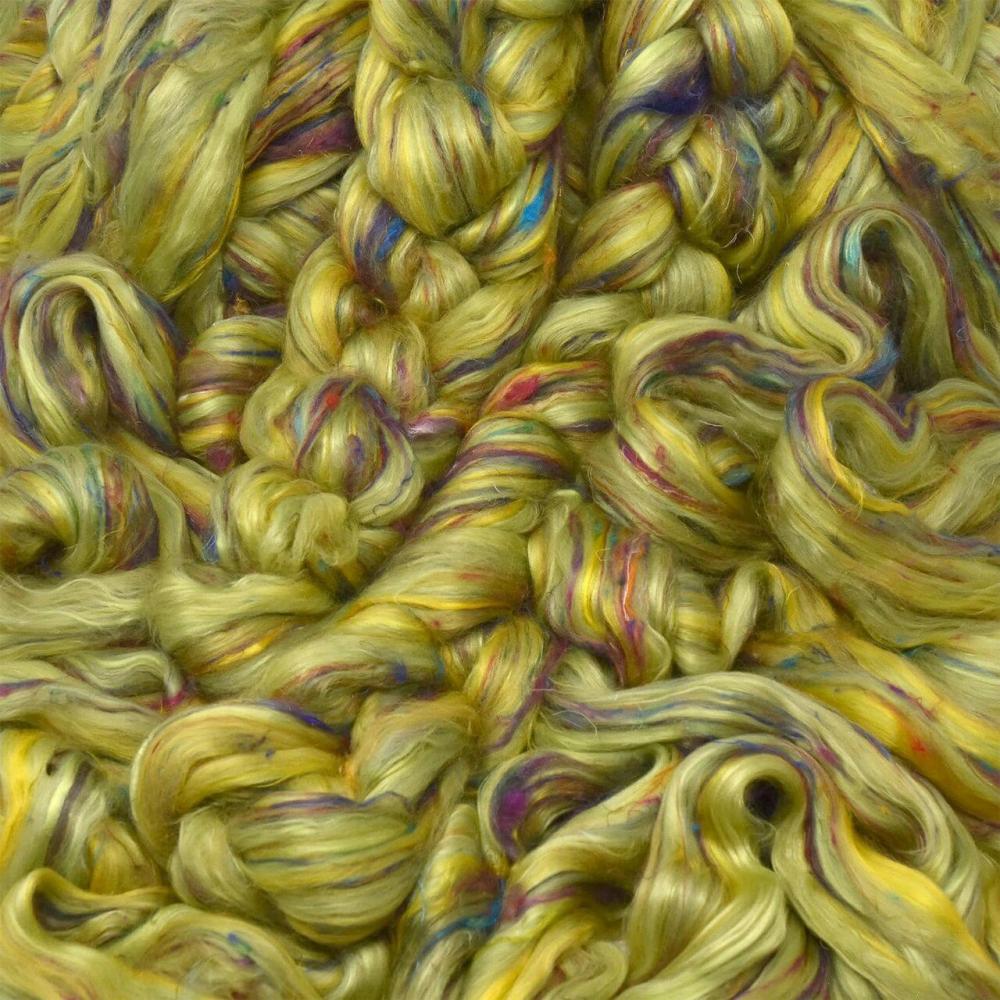 Designer Blend Merino, Mulberry Silk, Sari Silk, and Bamboo Top Roving. Fancy, Colorful, Exotic – Limited Edition. Spring Flowers  |   Felting Felting Felting