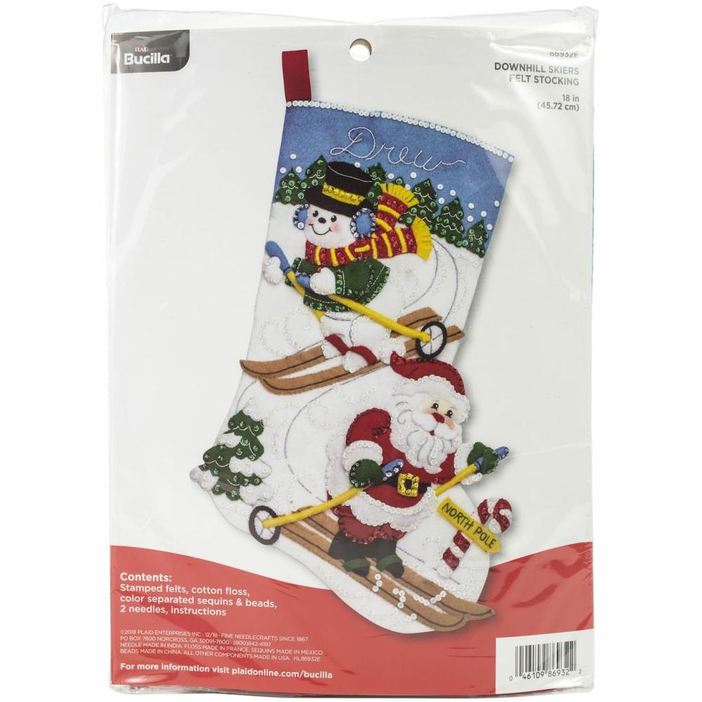 Downhill Skiers Felt Stocking Kit  |   Appliqué Appliqué Appliqué