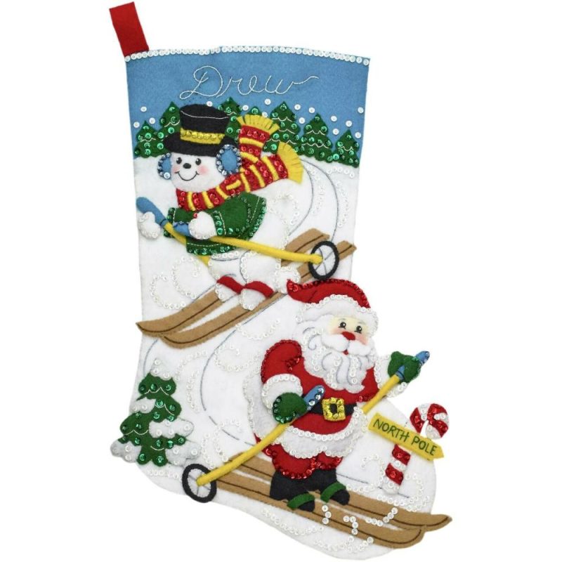 Downhill Skiers Felt Stocking Kit  |   Appliqué Appliqué Appliqué