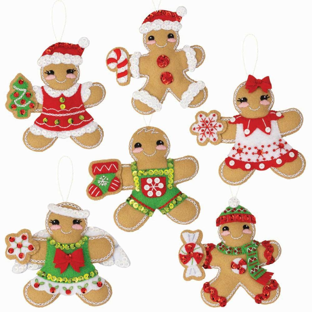 Dressed up Gingerbread Felt & Sequin Kit Multicolor |   Felting Felting Felting