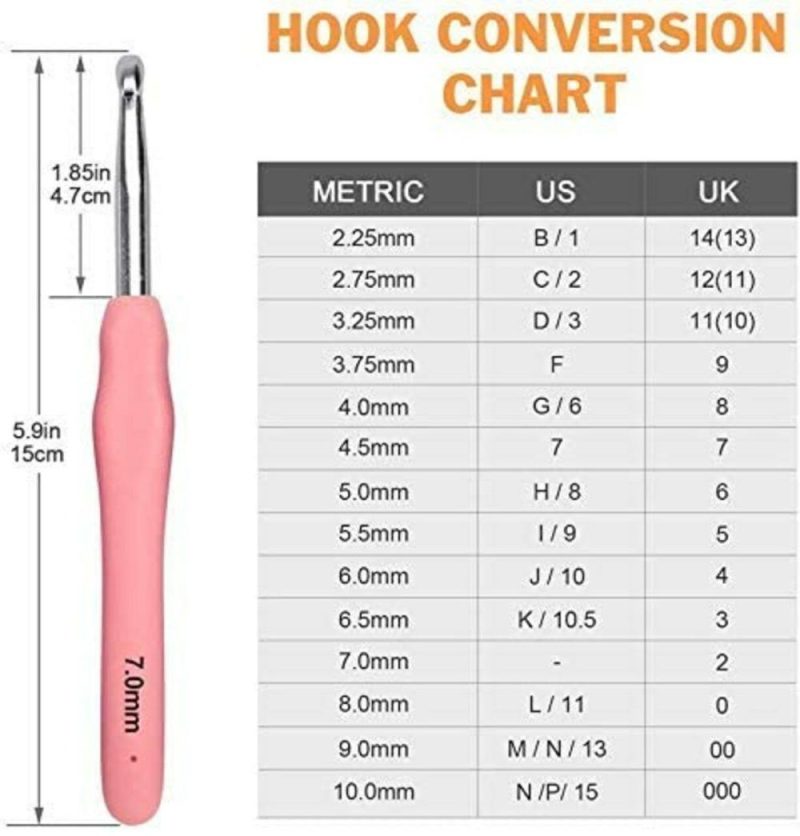 Ergonomic Crochet Hooks Set with Case, 2.25mm(B)-6mm(J) Soft Grip Handles Knitting Needles with Large-Eye Blunt Needles, Stitch Marker, Tape Measure, Crochet Needles Kit for Arthritic Hands  |   Crochet Supplies Crochet Supplies Crochet Supplies