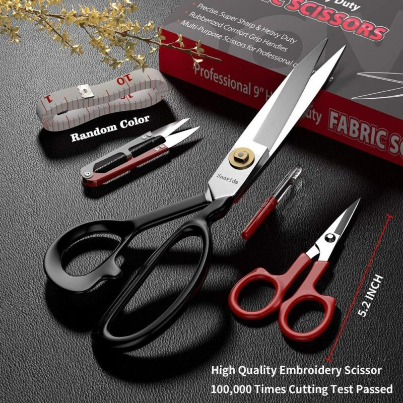 Fabric Scissors Tailor Sewing Shears – 9 Inch Heady Duty Scissors for Fabric Cutting Professional Ultra Sharp Cloth Tailor Scissors Multipurpose Utility Dressmaker Leather Titanium Scissors (9Inch)  |   Rug Tufting Needlework & Fiber Arts Rug Tufting