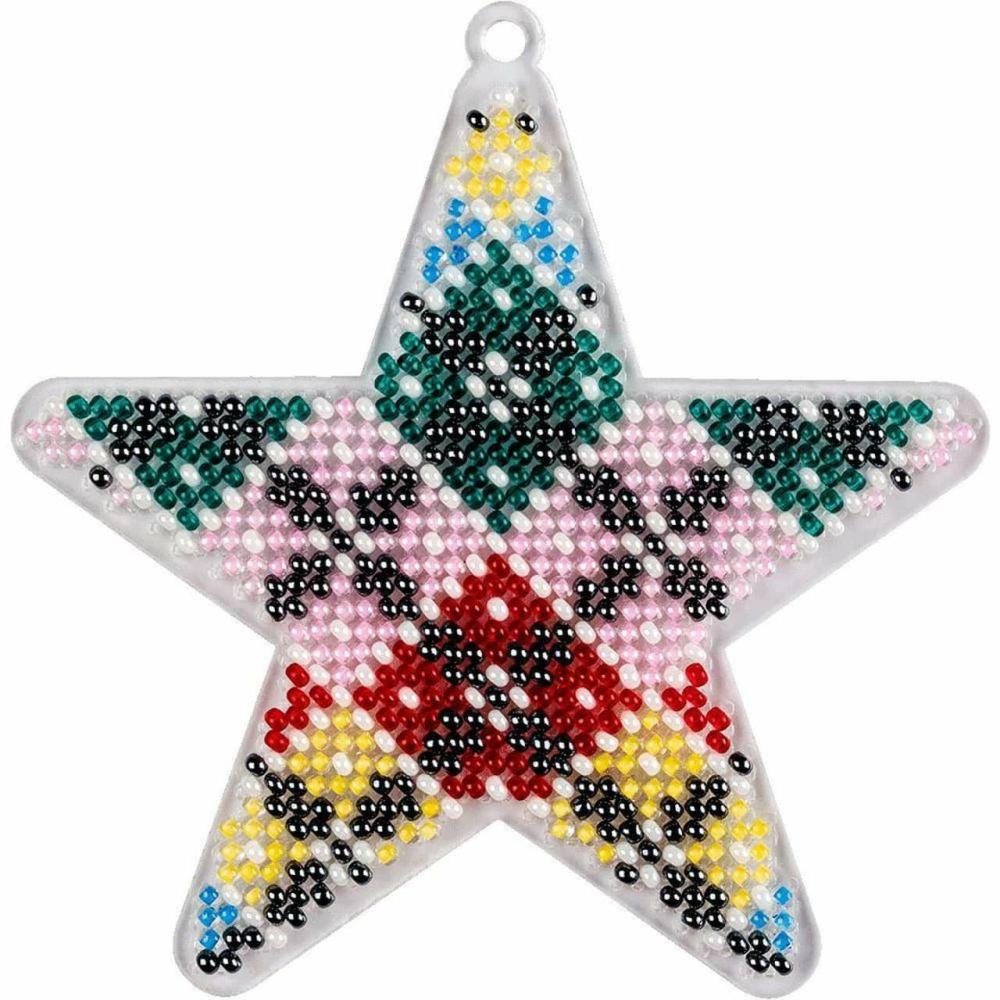 Fair Isle Plaid Star Ornament Bead Embroidery on Plastic Kit  |   Beadwork Beadwork Beadwork