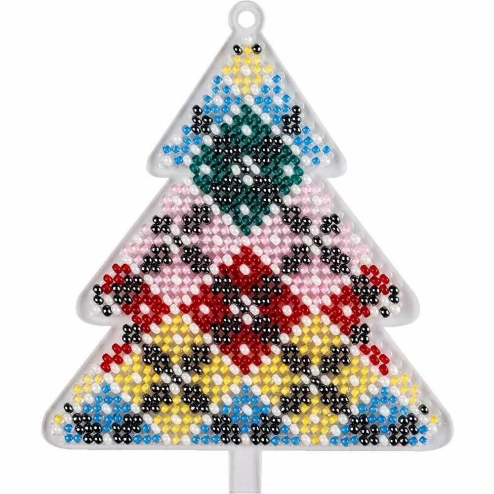 Fair Isle Plaid Tree Ornament Bead Embroidery on Plastic Kit  |   Beadwork Beadwork Beadwork