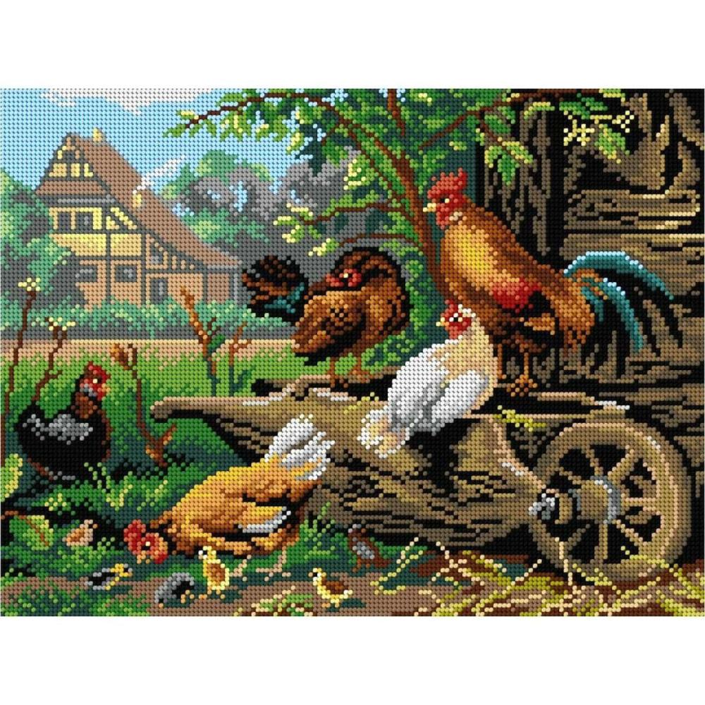 Farm Rooster Chickens by Carl Jutz Gobelin Canvas For Halfstitch Without Yarn  |   Cross Stitch & Embroidery Cross Stitch & Embroidery Cross Stitch & Embroidery