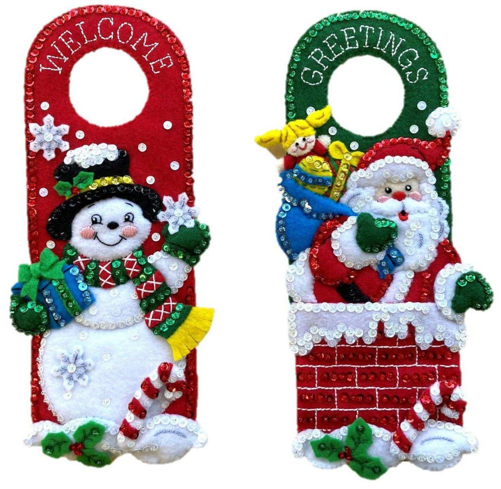 Felt Door Hanger Applique Kit Set Of 2-Holiday  |   Felting Felting Felting