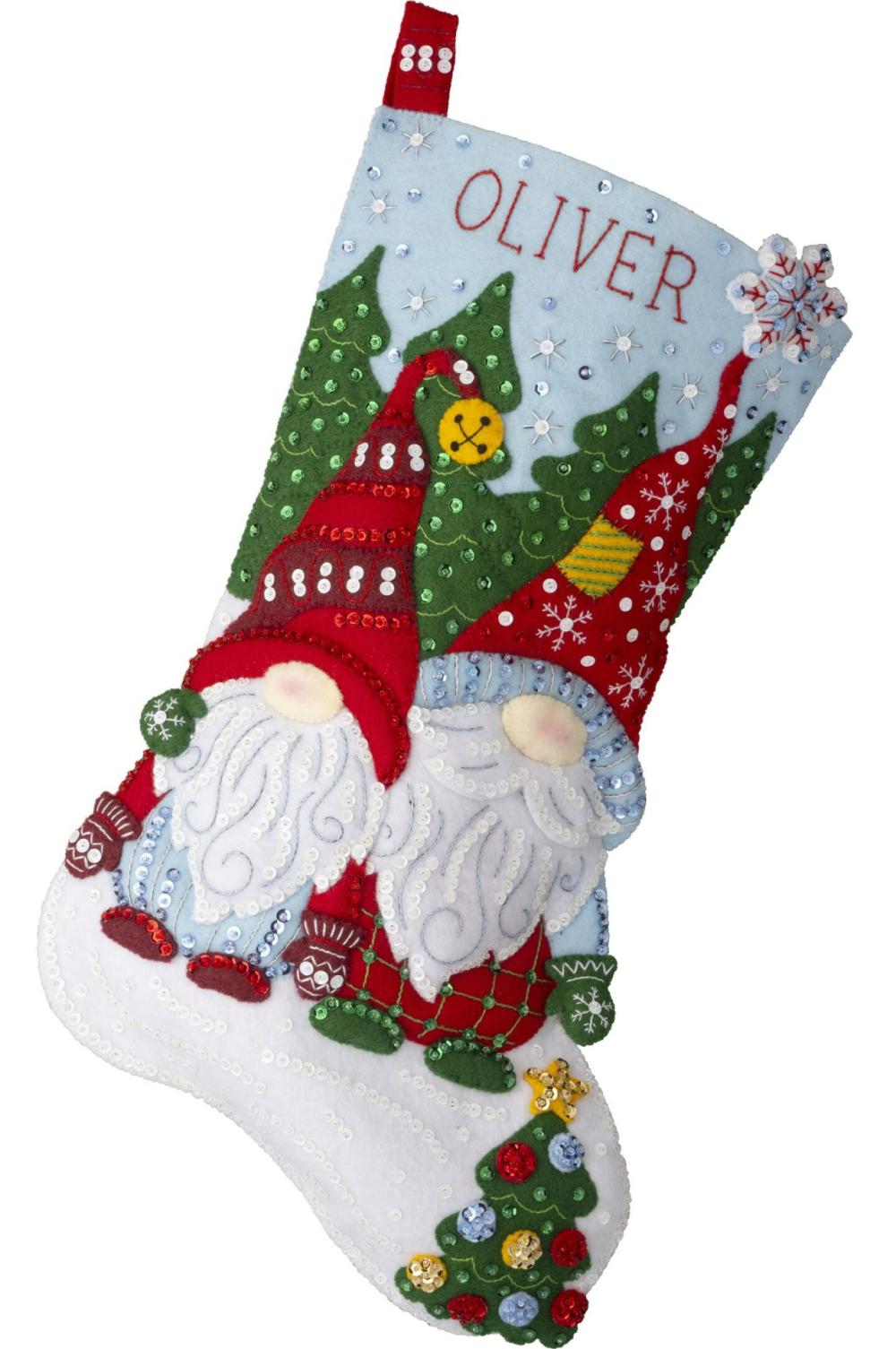 Felt Stocking Applique Kit 18″ Long-Chillin’ With My Gnomie  |   Felting Felting Felting