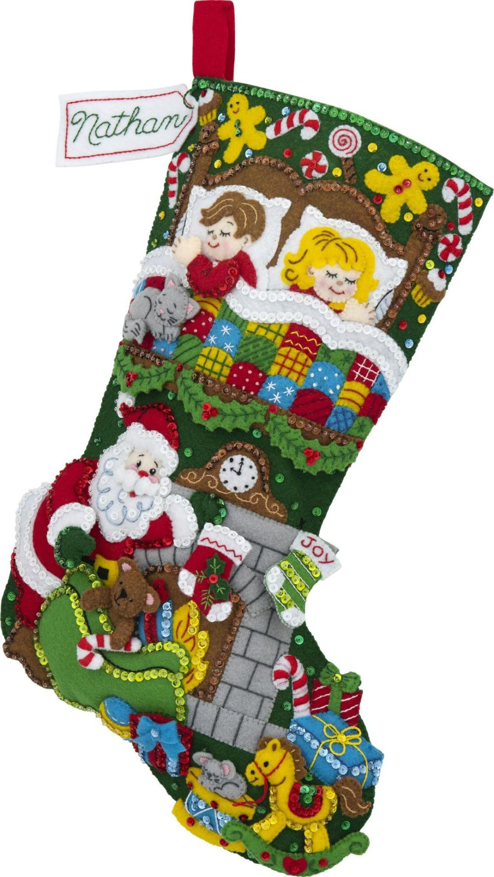 Felt Stocking Applique Kit 18″ Long-Night Before Christmas  |   Felting Felting Felting