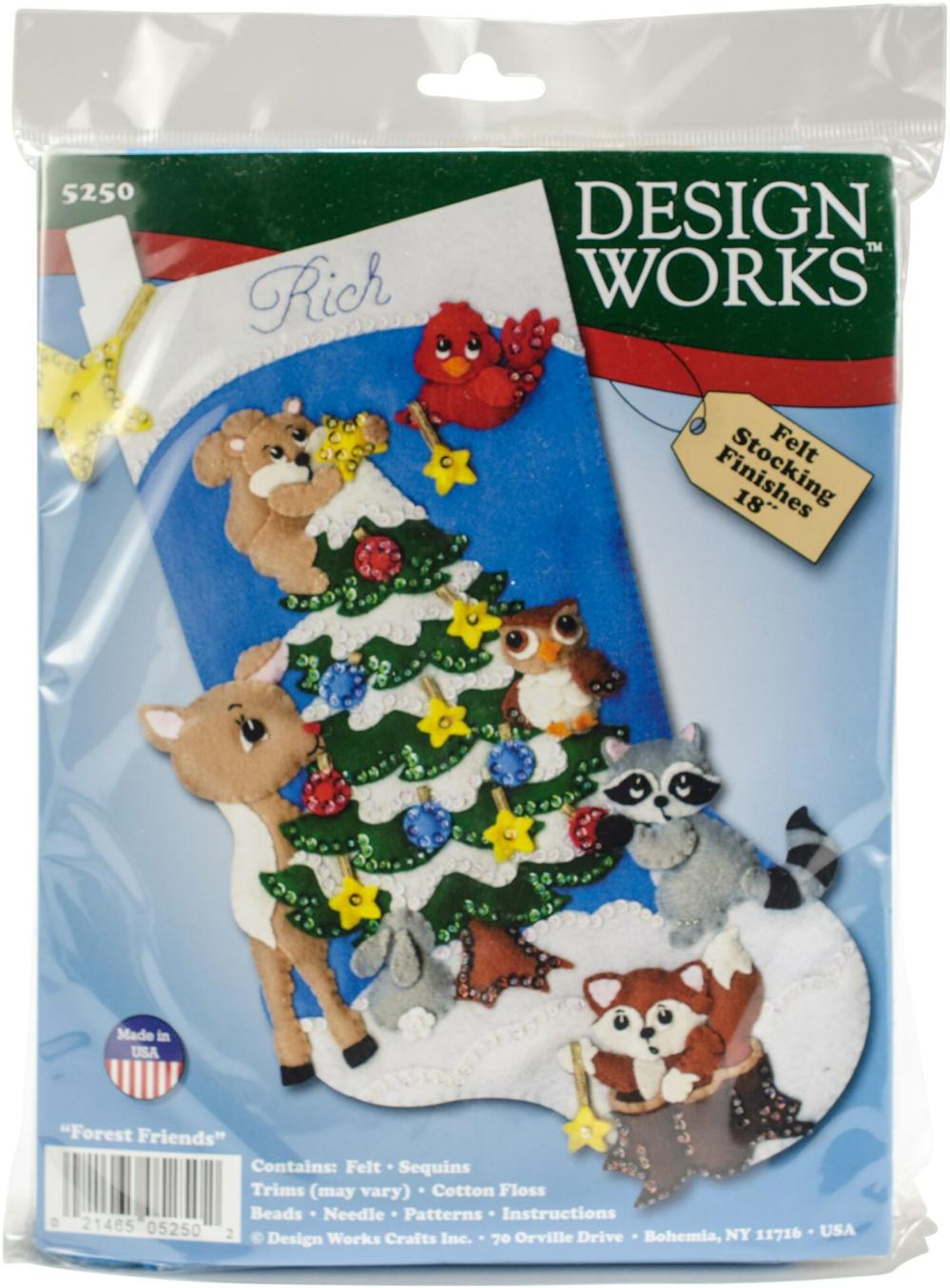 Felt Stocking Applique Kit 18″ Long-Woodland Friends  |   Felting Felting Felting