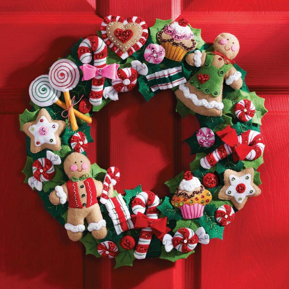 Felt Wreath Applique Kit 15″ Round-Cookies & Candy  |   Felting Felting Felting