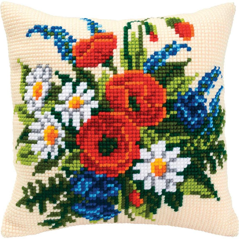 Field Flowers Pillow Cover Needlepoint Kit Multicolor |   Needlepoint Needlepoint Multicolor