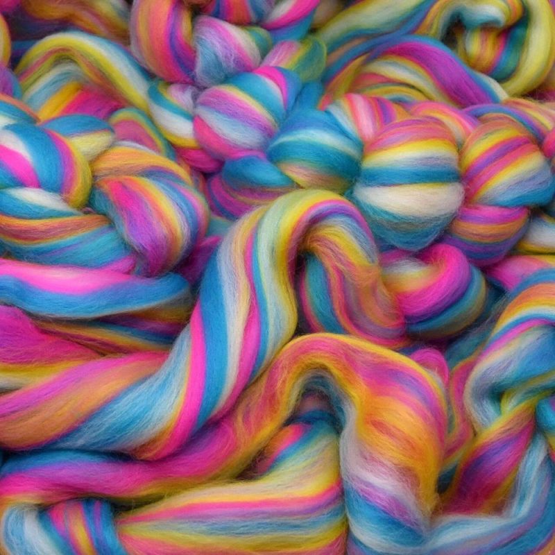 Fiesta Colorful Merino Wool Combed Top Roving for Spinning and Felting. Limited Edition. Malibu  |   Felting Felting Felting