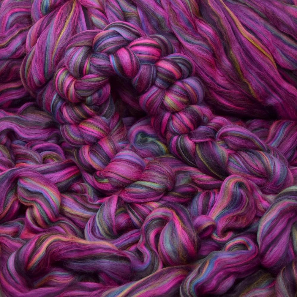 Fiesta Colorful Merino Wool Combed Top Roving for Spinning and Felting. Limited Edition. Night Fever  |   Felting Felting Felting