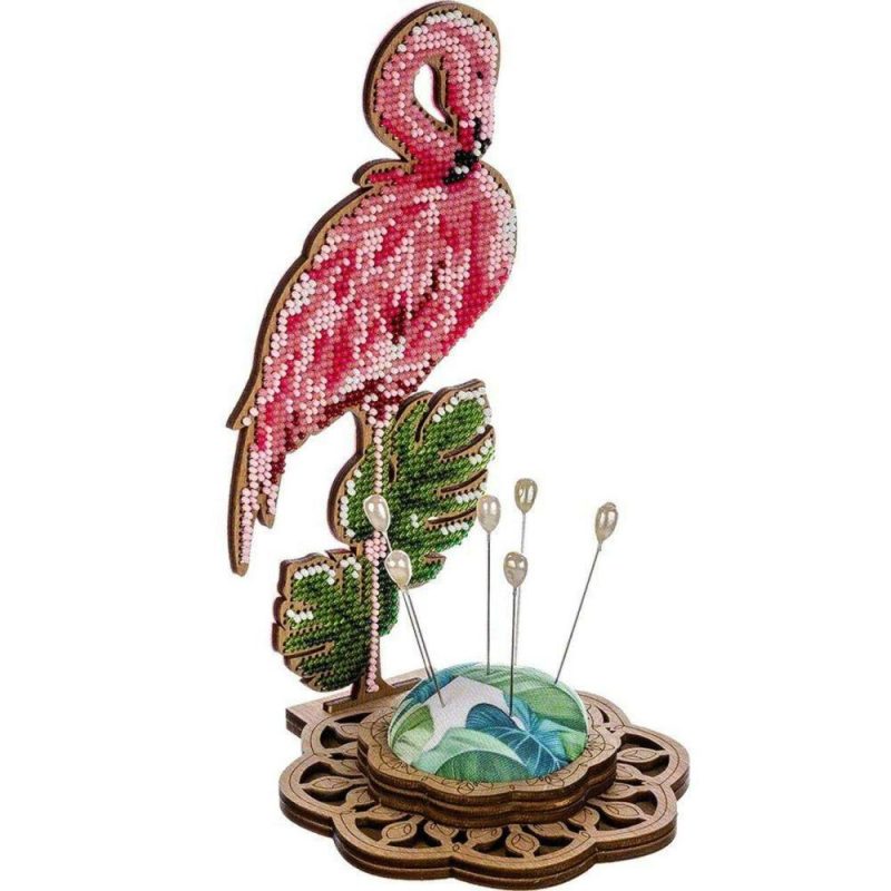 Flamingo Bead Embroidery on Wood Kit  |   Beadwork Beadwork Beadwork