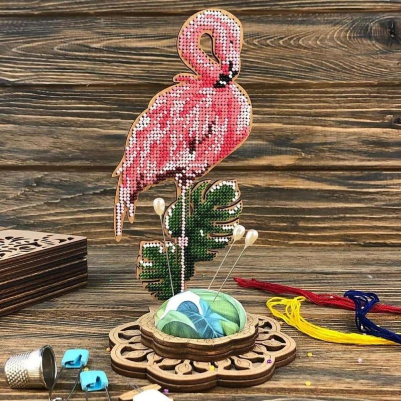 Flamingo Bead Embroidery on Wood Kit  |   Beadwork Beadwork Beadwork