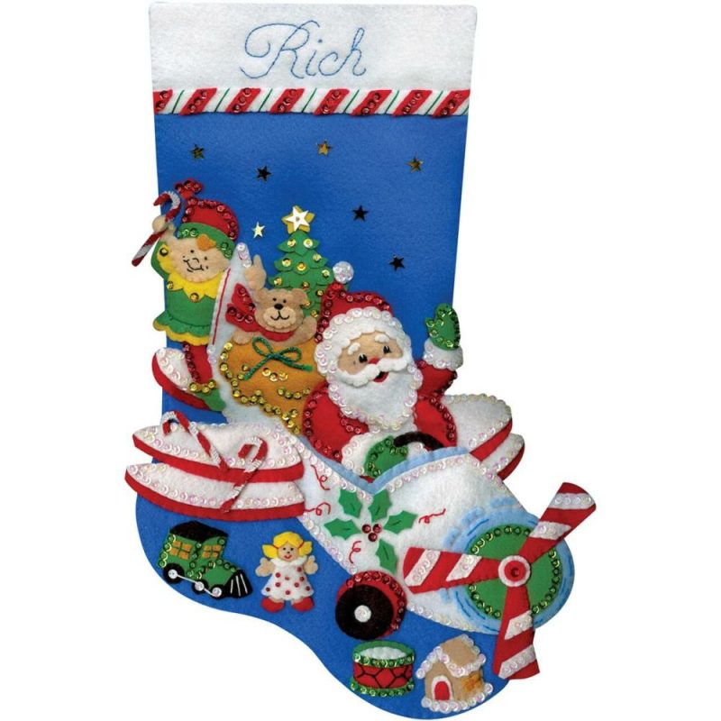 Flying Santa Felt Stocking Kit  |   Appliqué Appliqué Appliqué