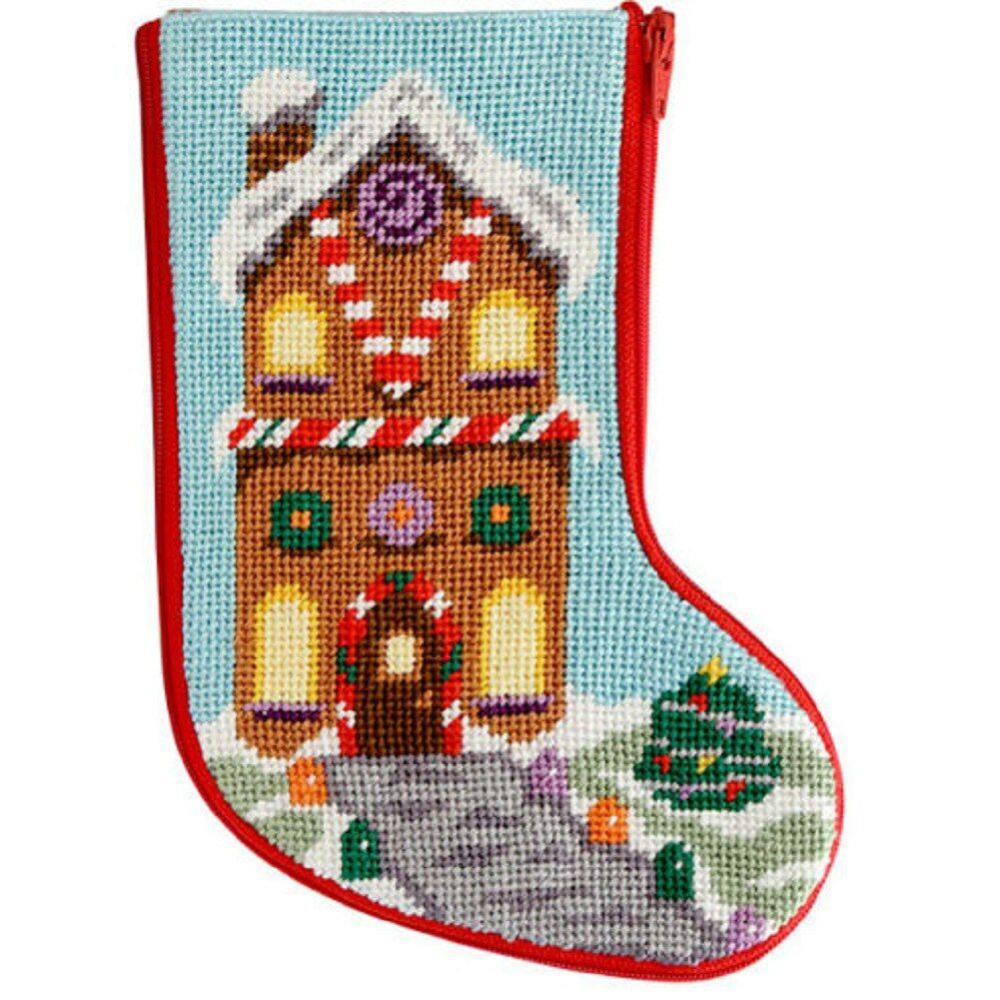 Gingerbread House Mini Stocking Needlepoint Kit Multicolor |   Needlepoint Needlepoint Multicolor