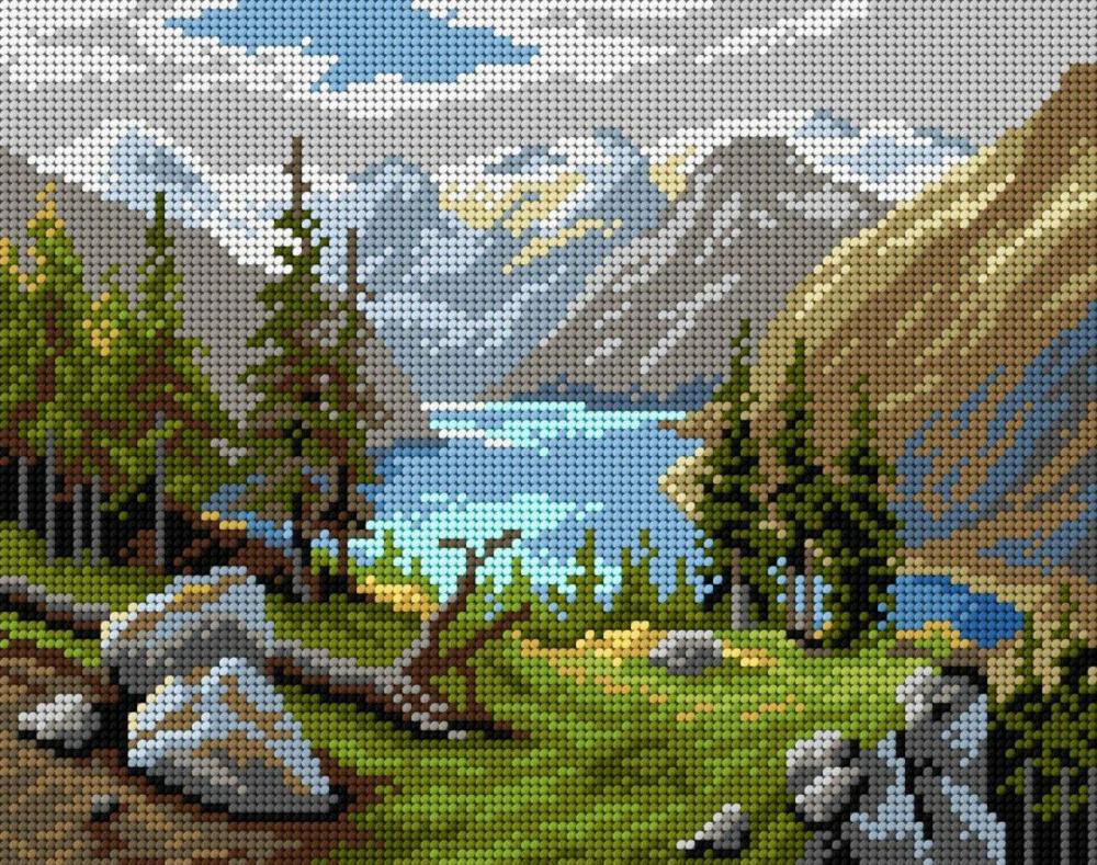 Gobelin canvas for halfstitch without yarn after Georg Jannus – Lake Hallstatt 3315H  |   Needlepoint Needlepoint Needlepoint