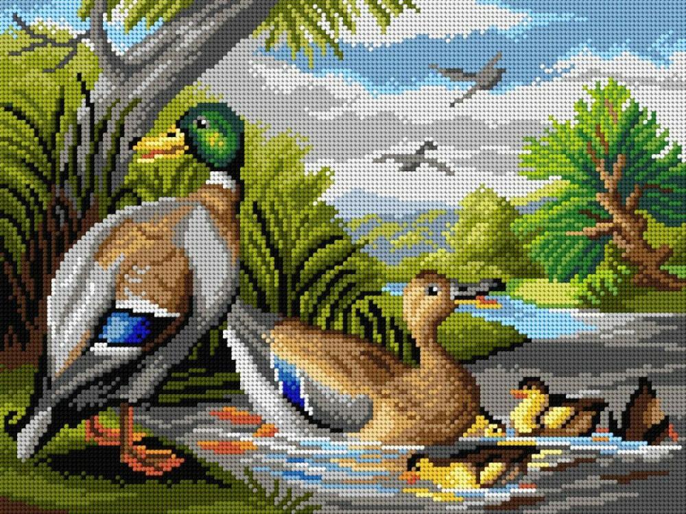 Gobelin canvas for halfstitch without yarn after Jacob Bogdani – Ducks in a River 2955J  |   Needlepoint Needlepoint Needlepoint