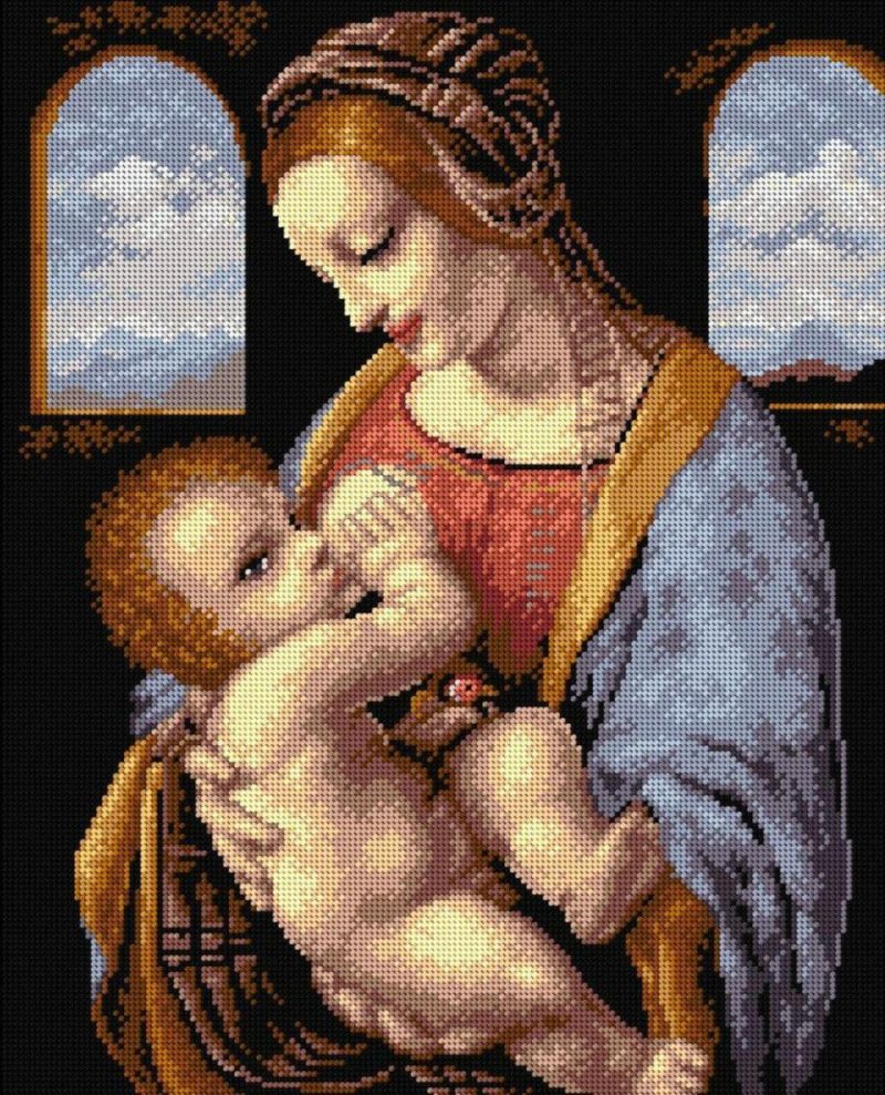 Gobelin canvas for halfstitch without yarn after Leonardo Da Vinci – Madonna Litta 2210M  |   Needlepoint Needlepoint Needlepoint