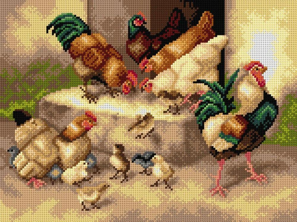 Gobelin canvas for halfstitch without yarn after William Baptiste Baird – Spring Chickens 2789J  |   Needlepoint Needlepoint Needlepoint