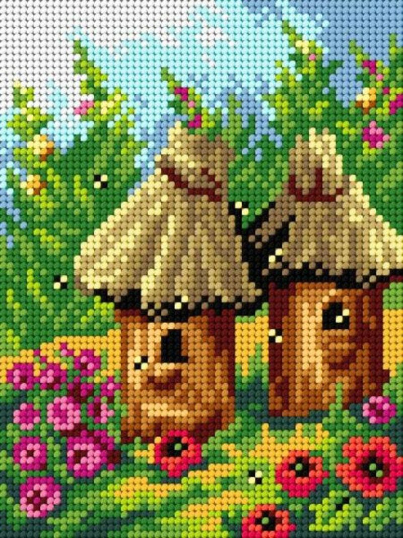 Gobelin canvas for halfstitch without yarn Beehives  |   Needlepoint Needlepoint Needlepoint