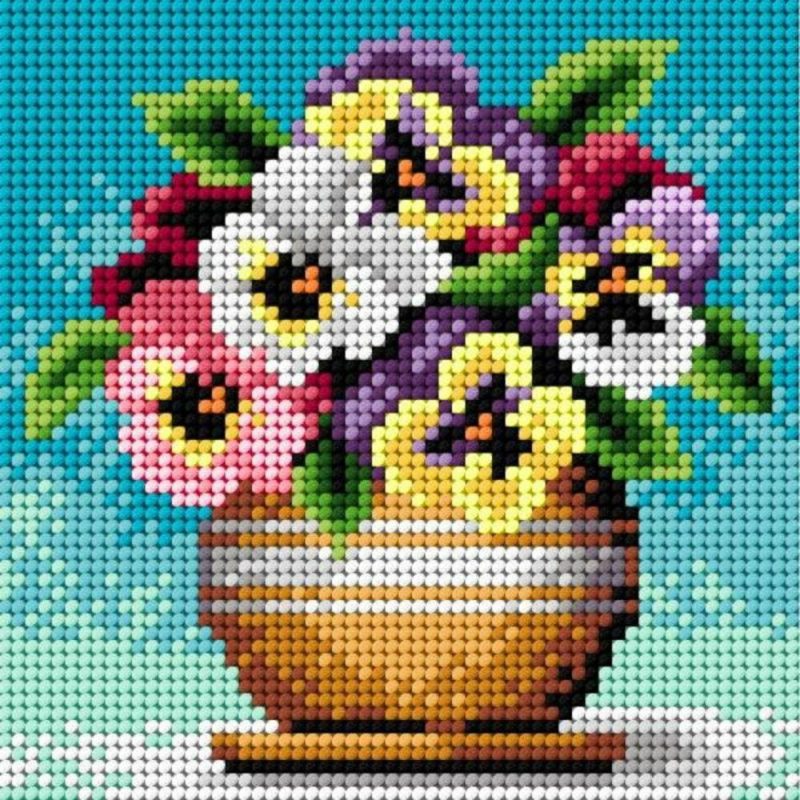 Gobelin canvas for halfstitch without yarn Bouquet of Pansies  |   Needlepoint Needlepoint Needlepoint