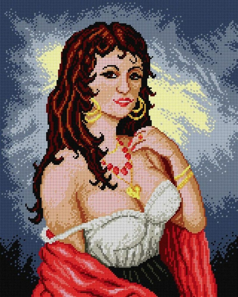 Gobelin canvas for halfstitch without yarn Gipsy Woman 1619M  |   Needlepoint Needlepoint Needlepoint