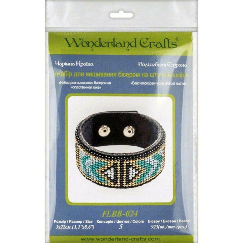 Green & Gold Bead Artificial Leather Embroidery Bracelet Kit  |   Cross Stitch & Embroidery Cross Stitch & Embroidery Cross Stitch & Embroidery